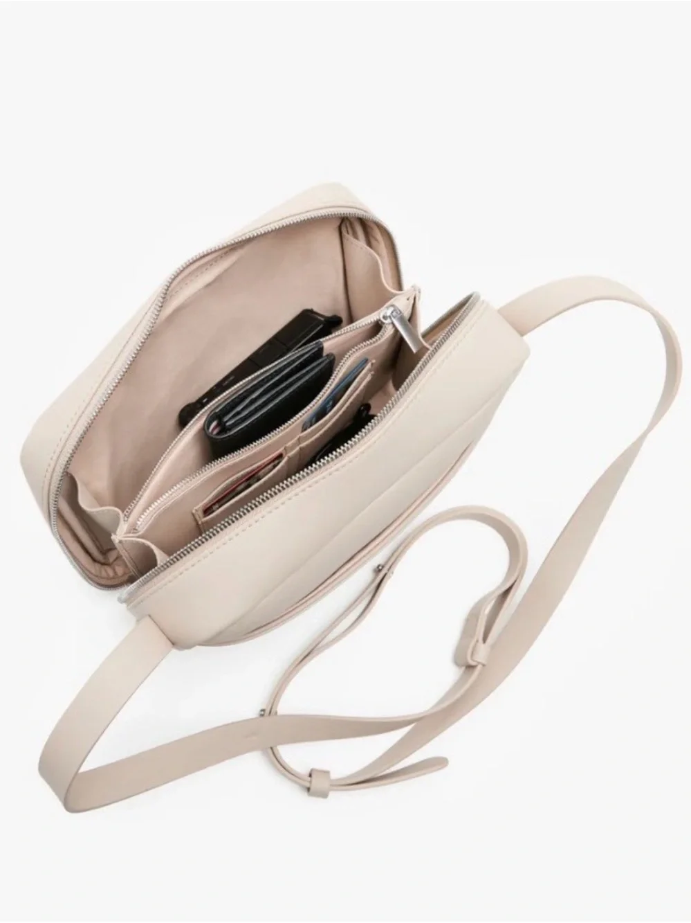 Monos Metro Light Ivory Leather Crossbody Bag